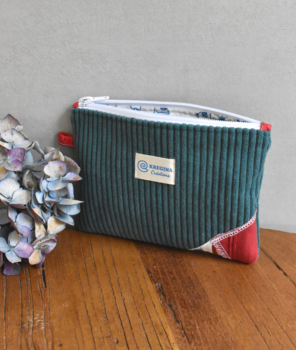 Pochette plate - Bleu canard