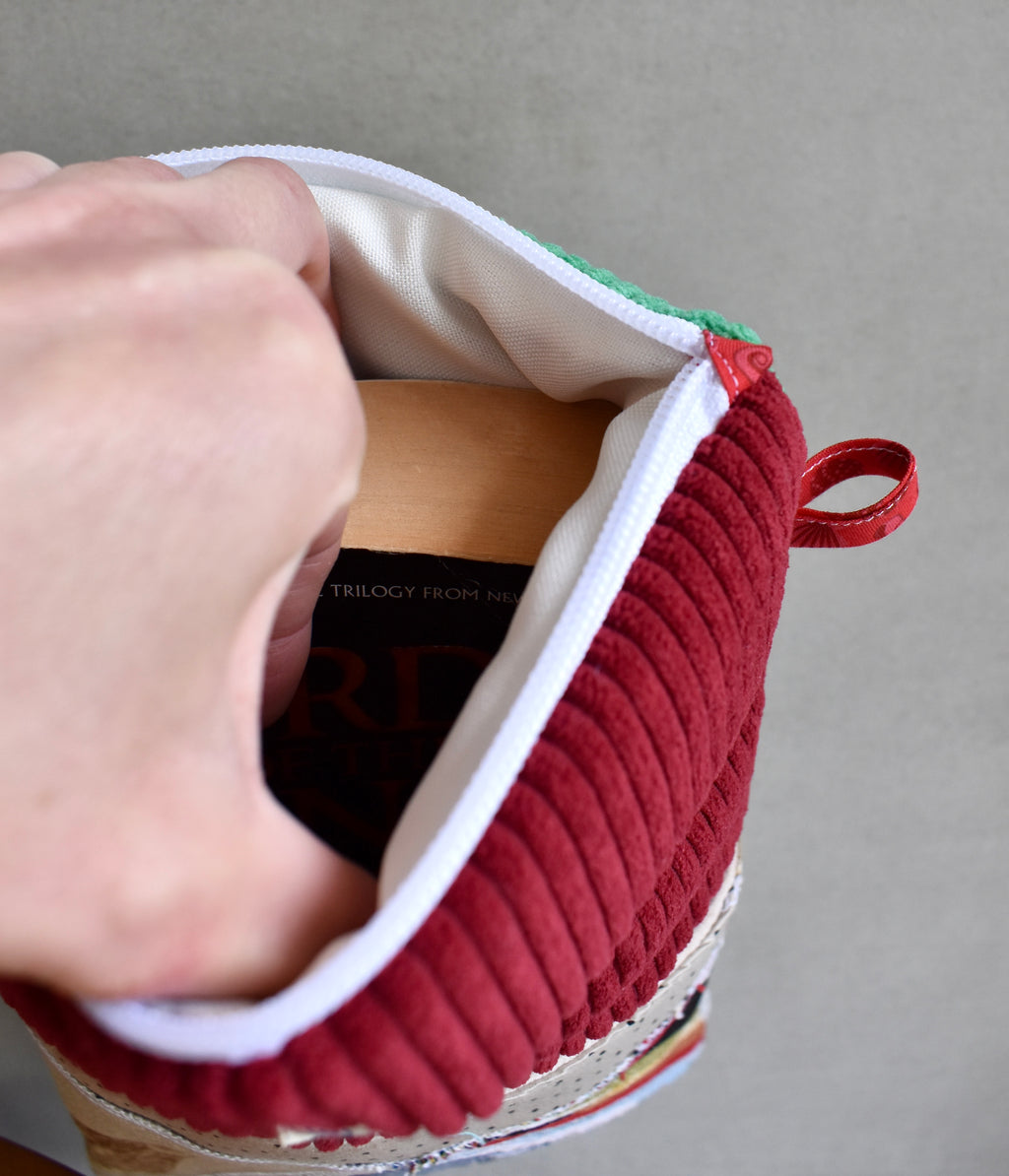 Pochette à livre grand format - Bicolore Rouge/Vert printemps